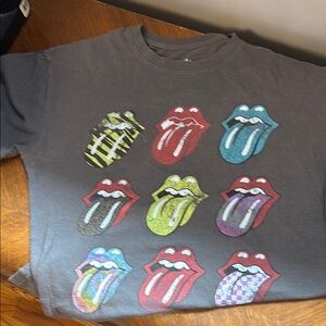 The Rolling Stones Gray and Red Short Sleeve Tee